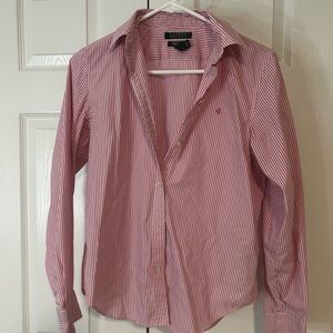 Ralph Lauren Pink and White Striped Blouse